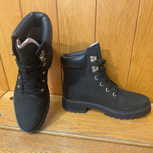 TIMBERLAND WOMEN'S CARNAB COOL 6 '' INCH BOOT BLACK NUBUCK A5NYY SIZE 9 & 10 - Picture 1 of 10